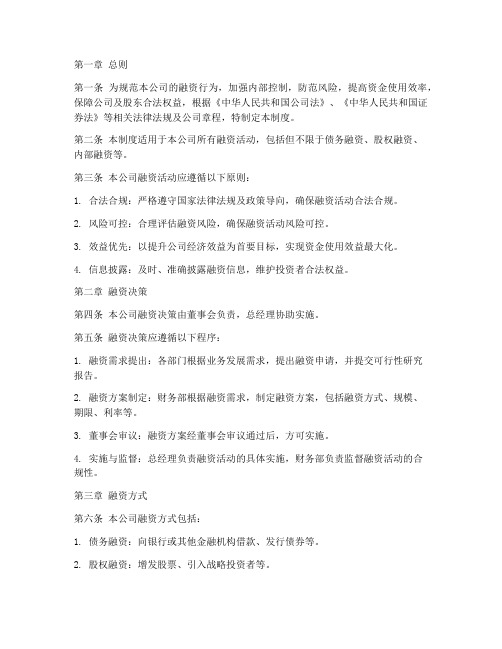 矿业公司融资管理制度