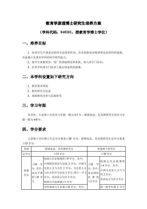 教育学原理博士研究生培养方案.doc