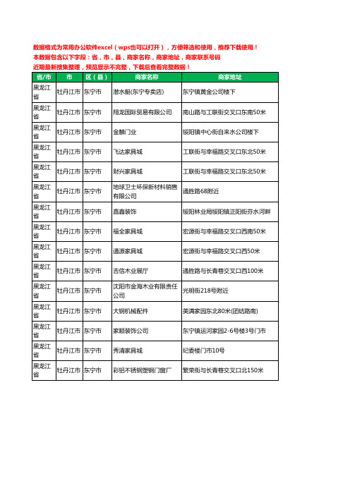 2020新版黑龙江省牡丹江市东宁市家具有限公司工商企业公司商家名录名单黄页联系电话号码地址大全15家