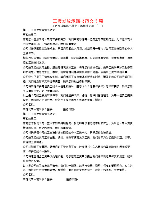 工资发放承诺书范文3篇2篇