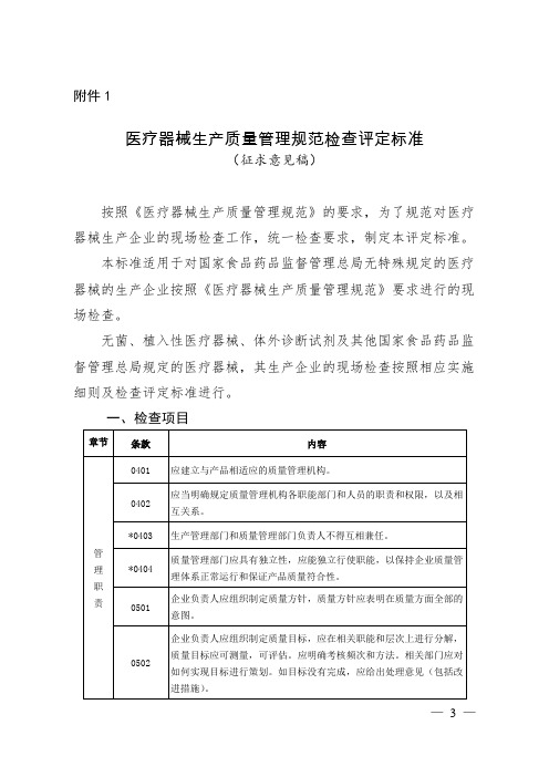 医疗器械生产质量管理规范检查评定标准.doc