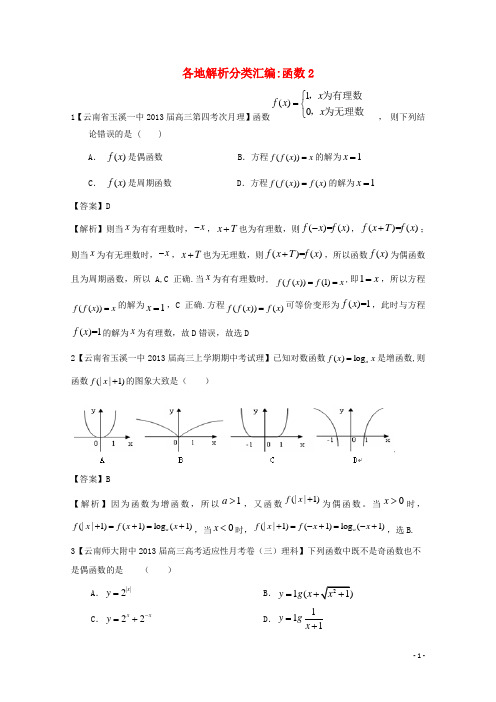 【2013备考】高考数学各地名校试题解析分类汇编(一)2 函数2 理