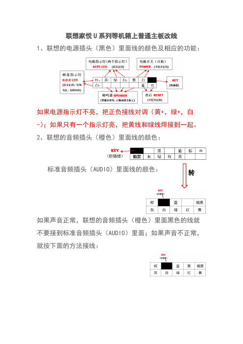 联想家悦U系列等机箱上普通主板改线