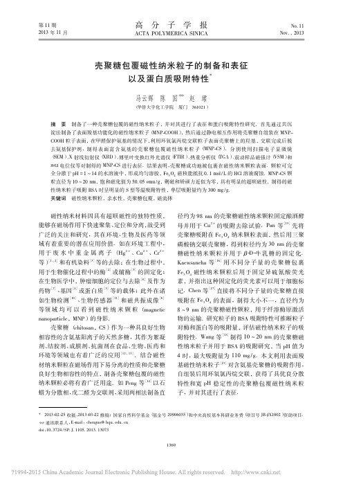 壳聚糖包覆磁性纳米粒子的制备和表征以及蛋白质吸附特性_马云辉