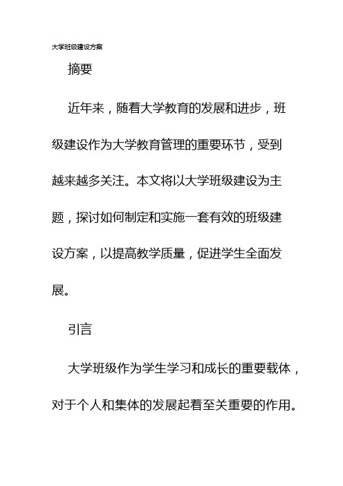 大学班级建设方案