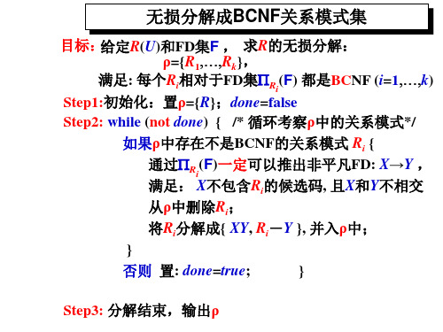 无损分解成BCNF关系算法