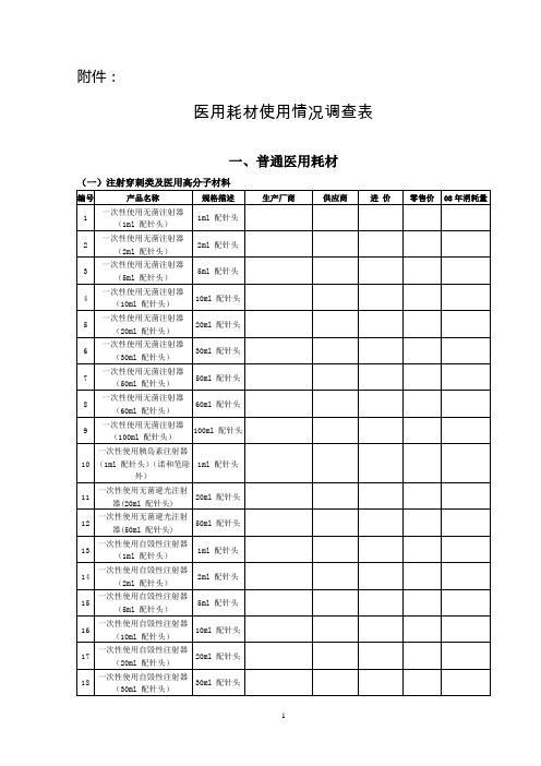 医用耗材使用情况调查表