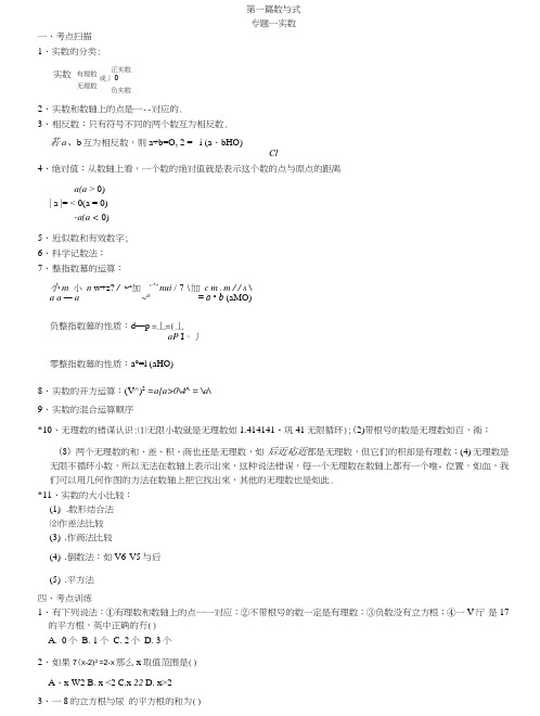 中考数学专题复习(代数部分).docx