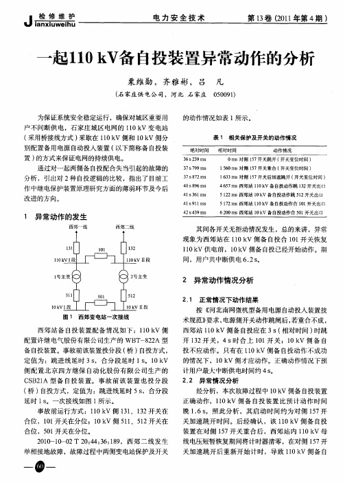 一起110kV备自投装置异常动作的分析