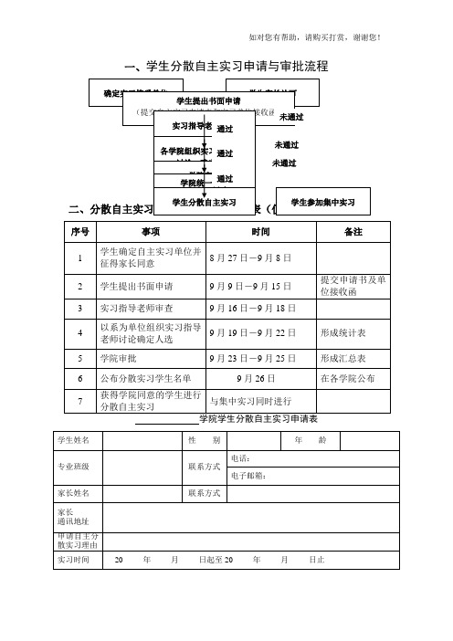 学生分散自主实习申请与审批流程