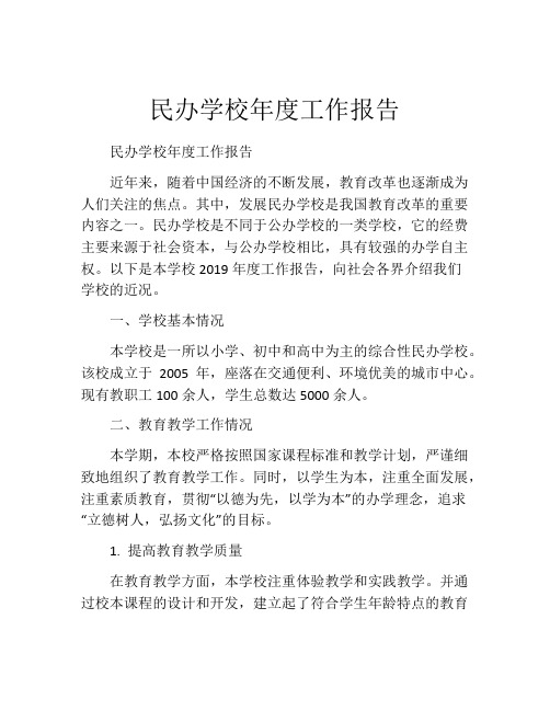 民办学校年度工作报告