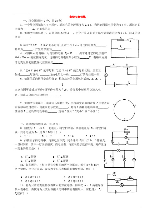 电学专题训练(含答案)