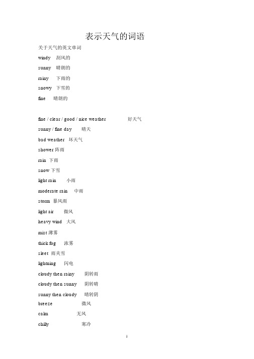 表示天气的英语单词