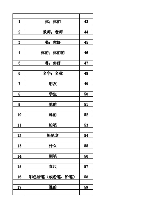 四年级下册英文单词听写