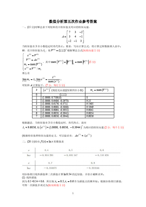 数值分析-第五次作业答案