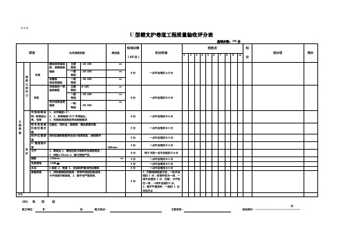 3U型棚支护巷道质量验收评定表