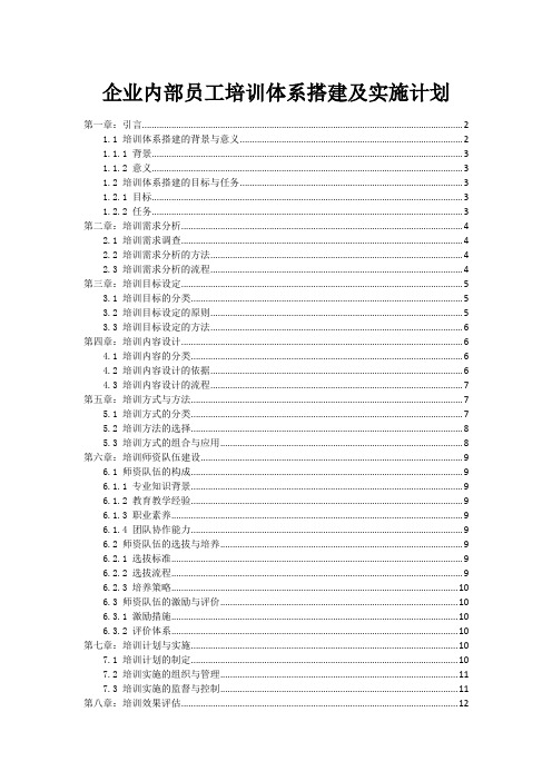 企业内部员工培训体系搭建及实施计划