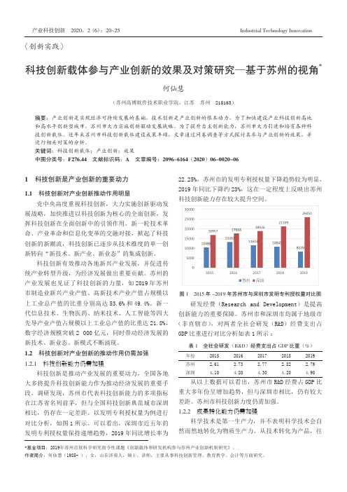 科技创新载体参与产业创新的效果及对策研究——基于苏州的视角