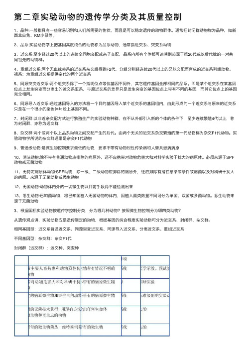 第二章实验动物的遗传学分类及其质量控制