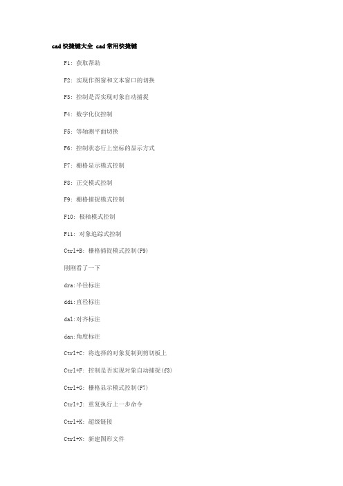 cad快捷键大全 cad常用快捷键