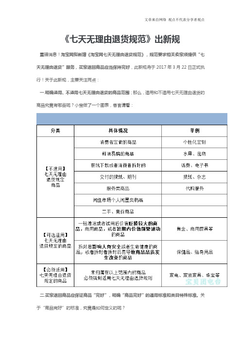 《七天无理由退货规范》出新规