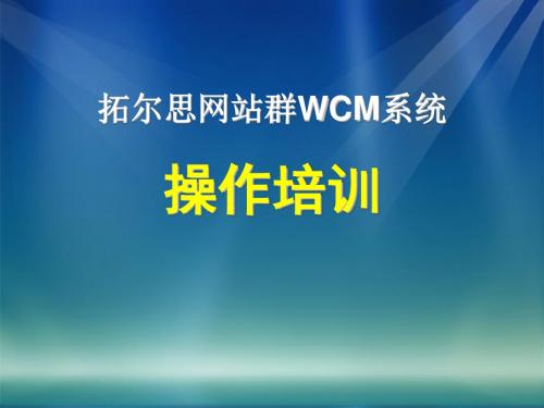 拓尔思网站群WCM管理系统操作培训