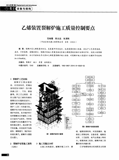 乙烯装置裂解炉施工质量控制要点