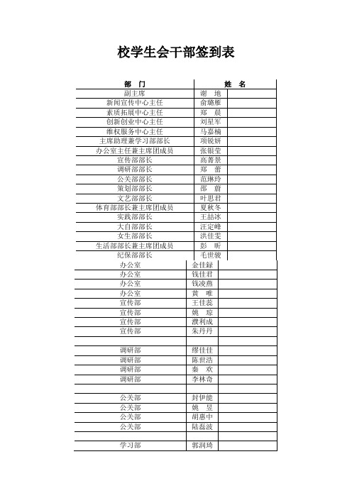 校学生会干部签到表