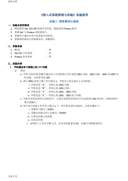 单片机串行通信实验报告材料实验要求、原理、仿真图及例程