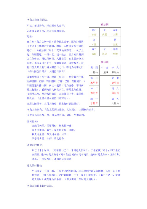 乌兔太阳起日诀法