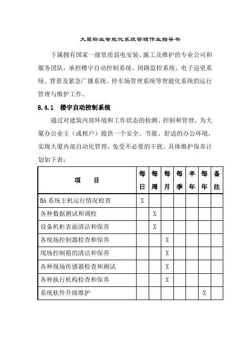 大厦物业智能化系统管理作业指导书