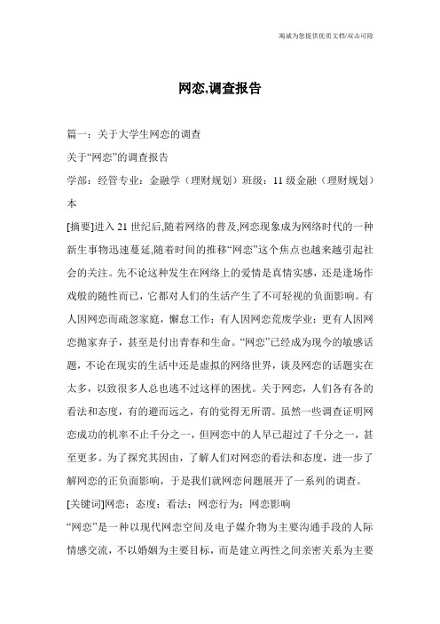 网恋,调查报告