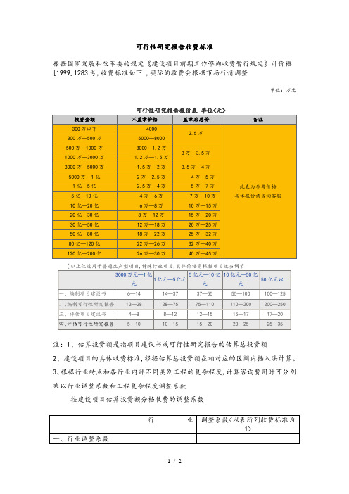 国家发改委规定的可行性实施计划书收费标准[详]