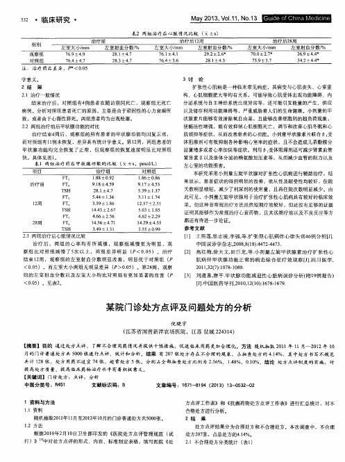 某院门诊处方点评及问题处方的分析