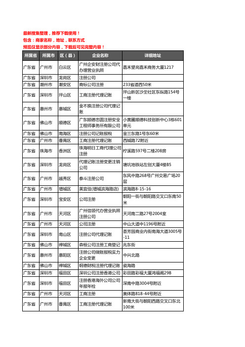 新版广东省注册公司企业公司商家户名录单联系方式地址大全430家