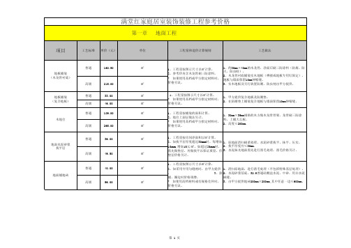 满堂红家庭装修标准报价