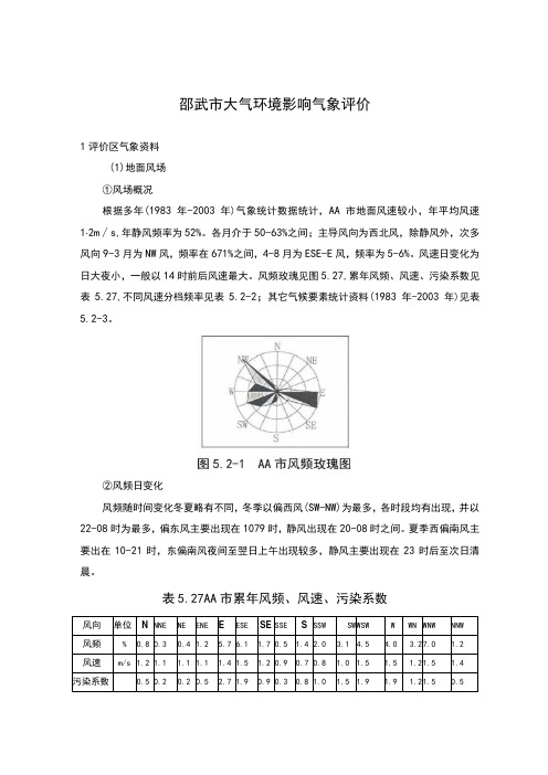 邵武市大气环境影响气象评价