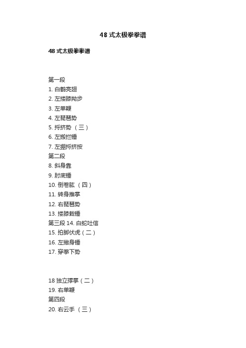 48式太极拳拳谱