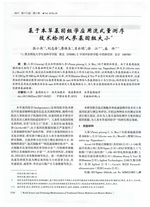 基于本草基因组学应用流式细胞术和高通量测序技术检测人参基因组大小