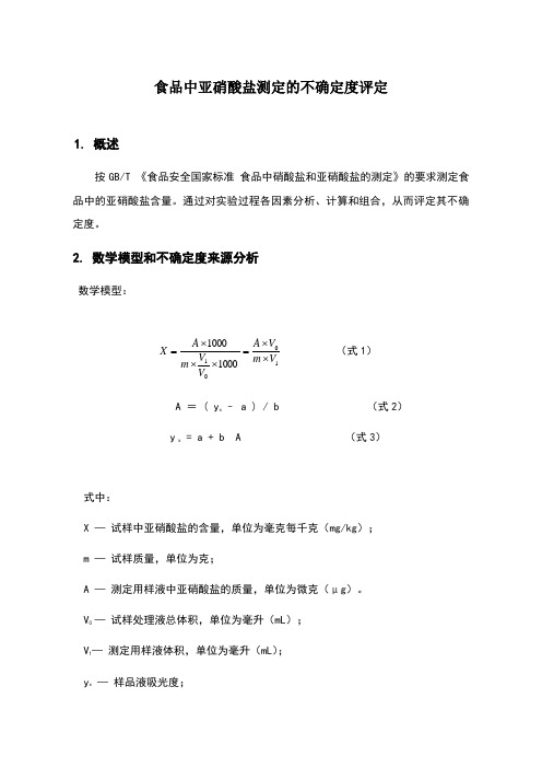 亚硝酸盐测定的不确定度评定