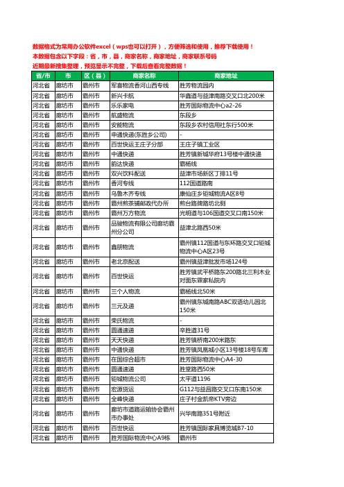 2020新版河北省廊坊市霸州市运输工商企业公司商家名录名单黄页联系电话号码地址大全496家