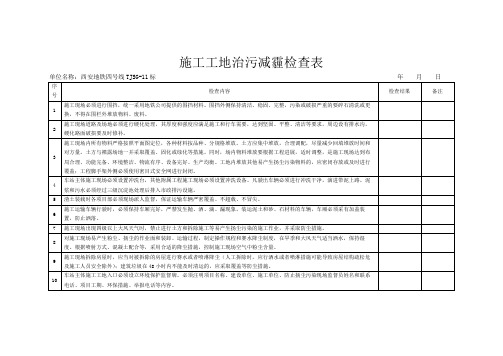 施工工地治污减霾检查表