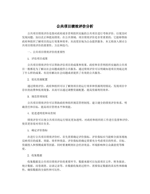 公共项目绩效评价分析