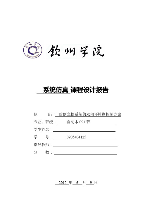 一阶倒立摆系统的双闭环模糊控制方案范文