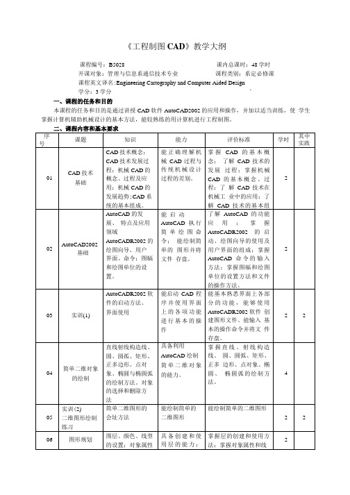 工程制图CAD教学大纲.doc