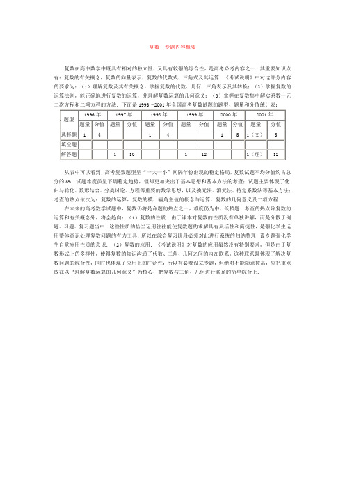 最新高三教案-高考数学专题复习讲练测——专题六复数专题内容概要 精品