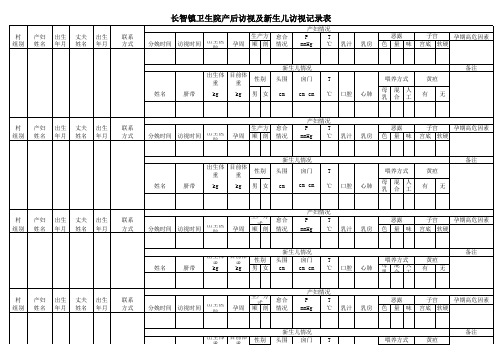 产后访视及新生儿访视记录表