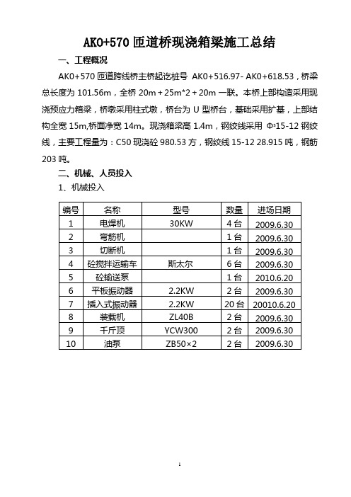 匝道桥现浇箱梁总结最终版全解