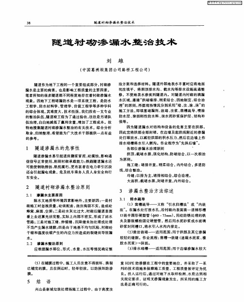 隧道衬砌渗漏水整治技术