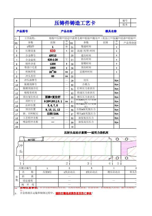 压铸件铸造工艺卡